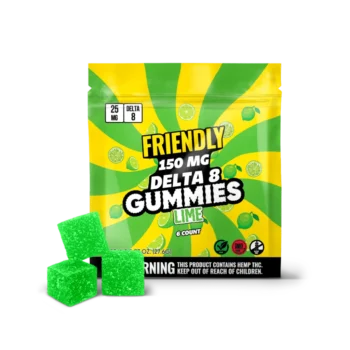 Friendly Hemp's Delta 8 150mg Gummies in Lime.