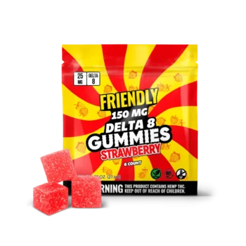 Friendly Hemp's Delta 8 150mg Gummies in Strawberry.