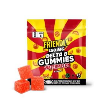Friendly Hemp's Delta 8 150mg Gummies in Watermelon.