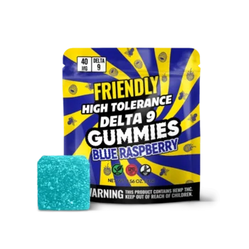Image of Friendly Hemp's Delta 9 40MG Gummy 5 Pack in Blue Raspberry