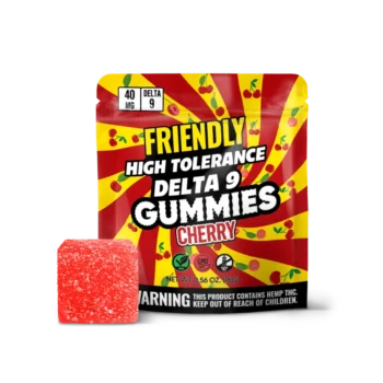 Image of Friendly Hemp's Delta 9 40MG Gummy 5 Pack in Cherry