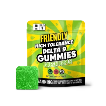 Image of Friendly Hemp's Delta 9 40MG Gummy 5 Pack in Green Apple
