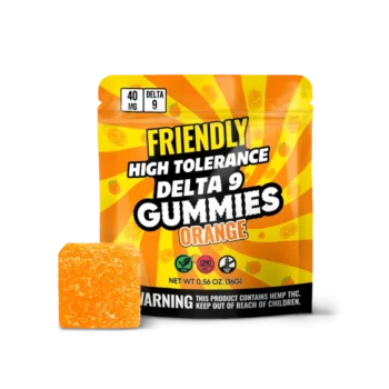 Image of Friendly Hemp's Delta 9 40MG Gummy 5 Pack in Orange