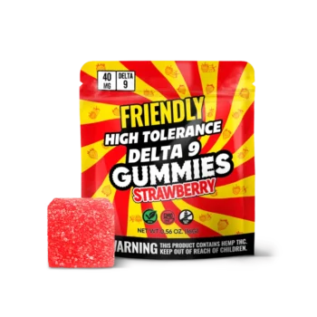 Image of Friendly Hemp's Delta 9 40MG Gummy 5 Pack in Strawberry
