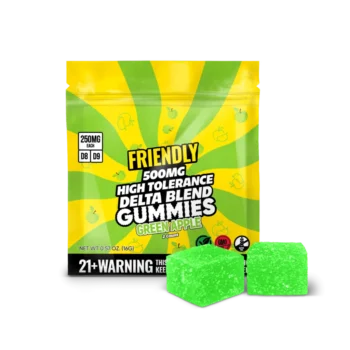 Friendly Hemp's Delta Blend 500MG Gummy in Green Apple.