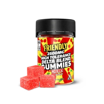 Image of Friendly Hemp's Delta Blend 2500MG Gummy in Cherry.