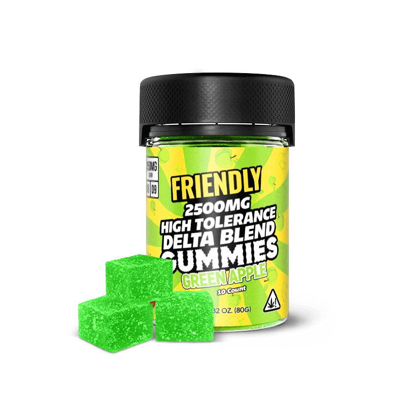 Image of Friendly Hemp's Delta Blend 2500MG Gummy in Green Apple.