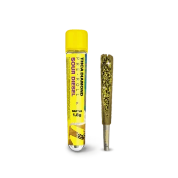 Friendly Hemp's Individual THCA Diamond Preroll in Sour Diesel.
