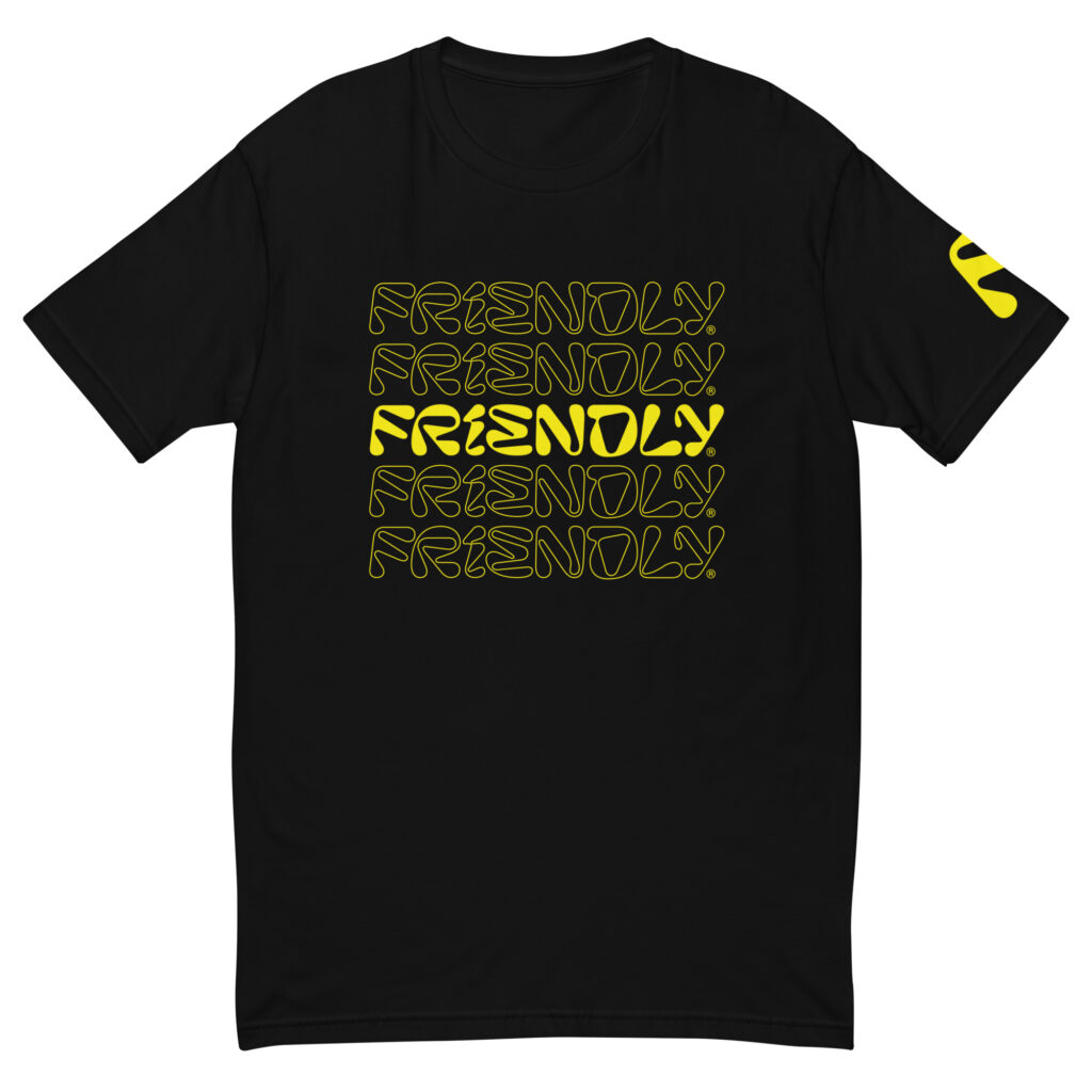 Black Friendly T-shirt with logo outline