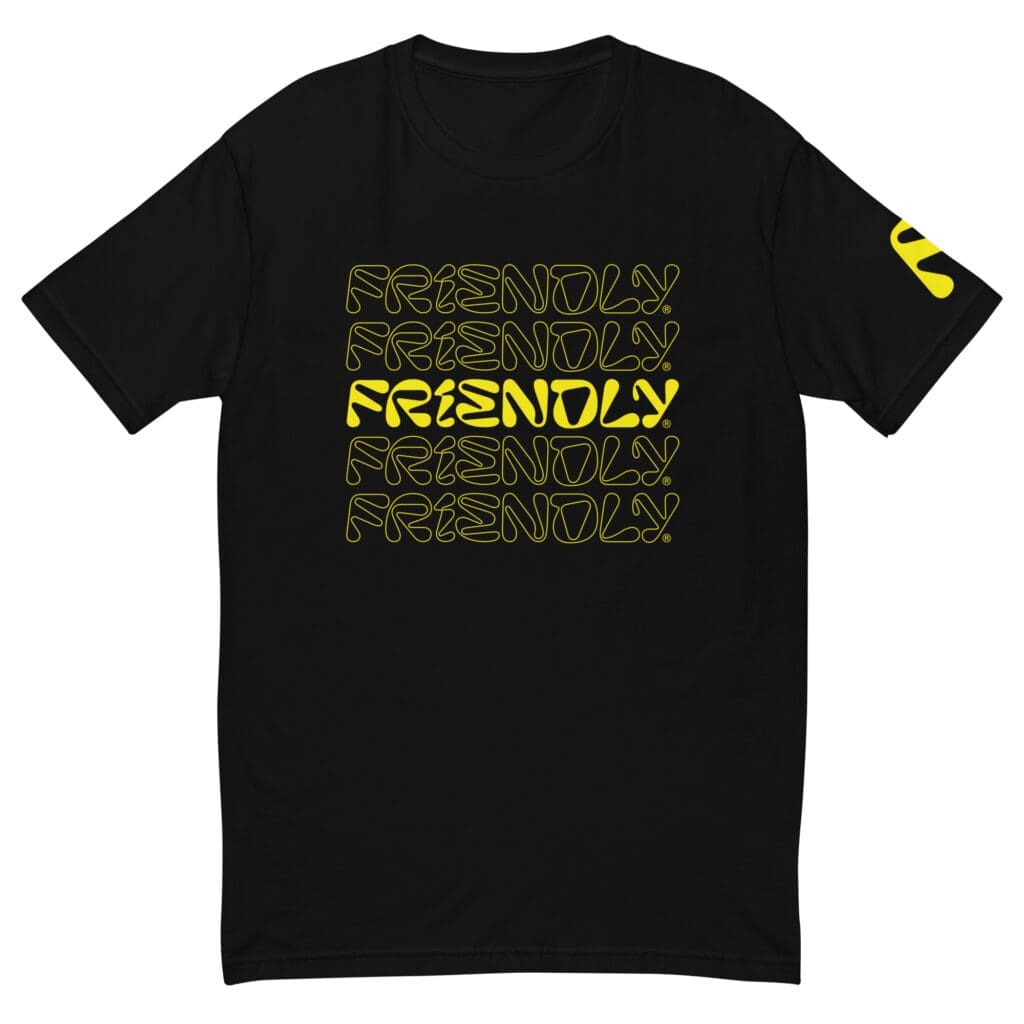 Black Friendly T-shirt with logo outline