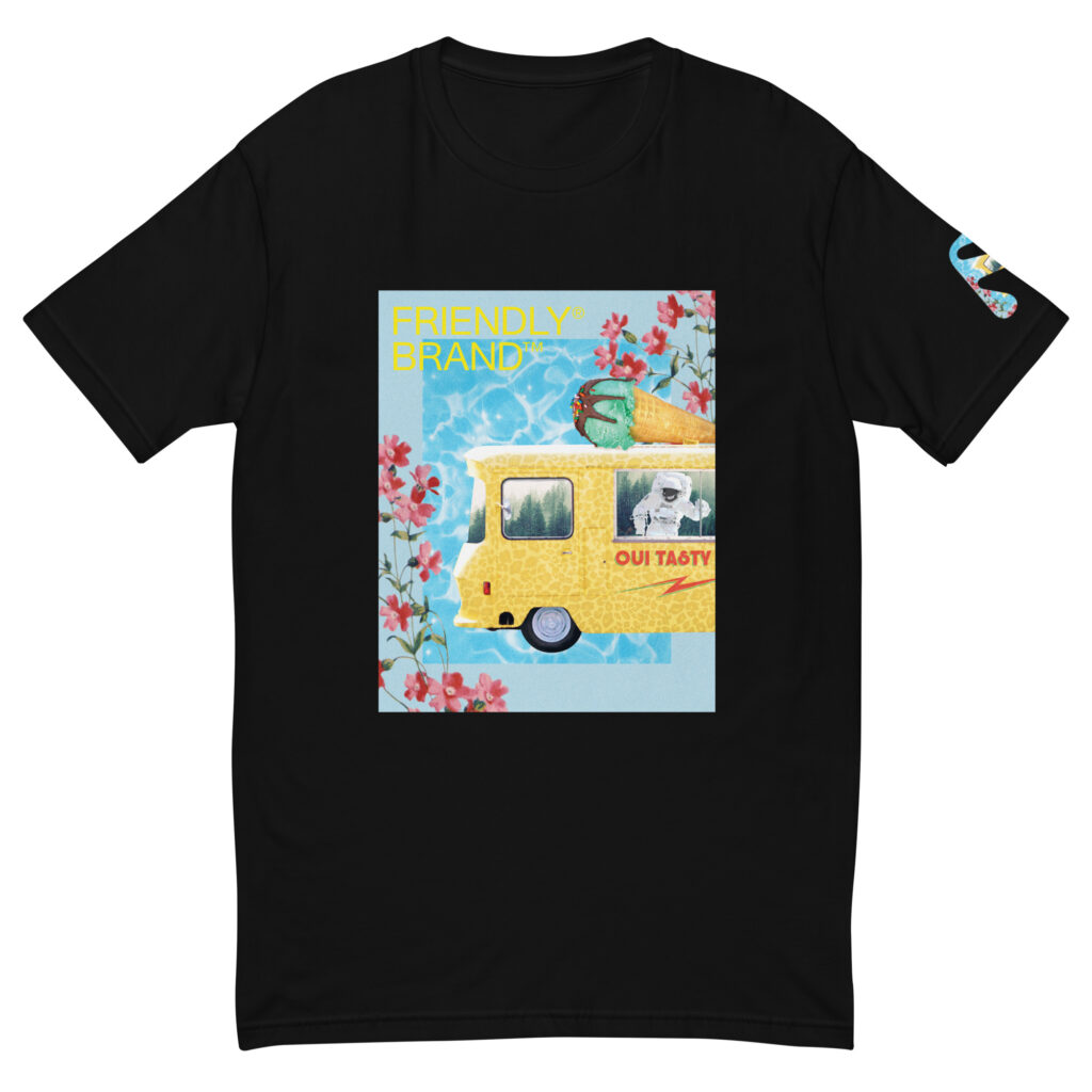 Black Friendly T-shirt with cheetah print ice cream truck