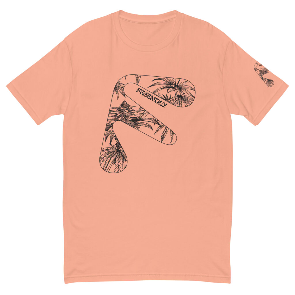 Desert Pink Friendly T-shirt with black hemp flower