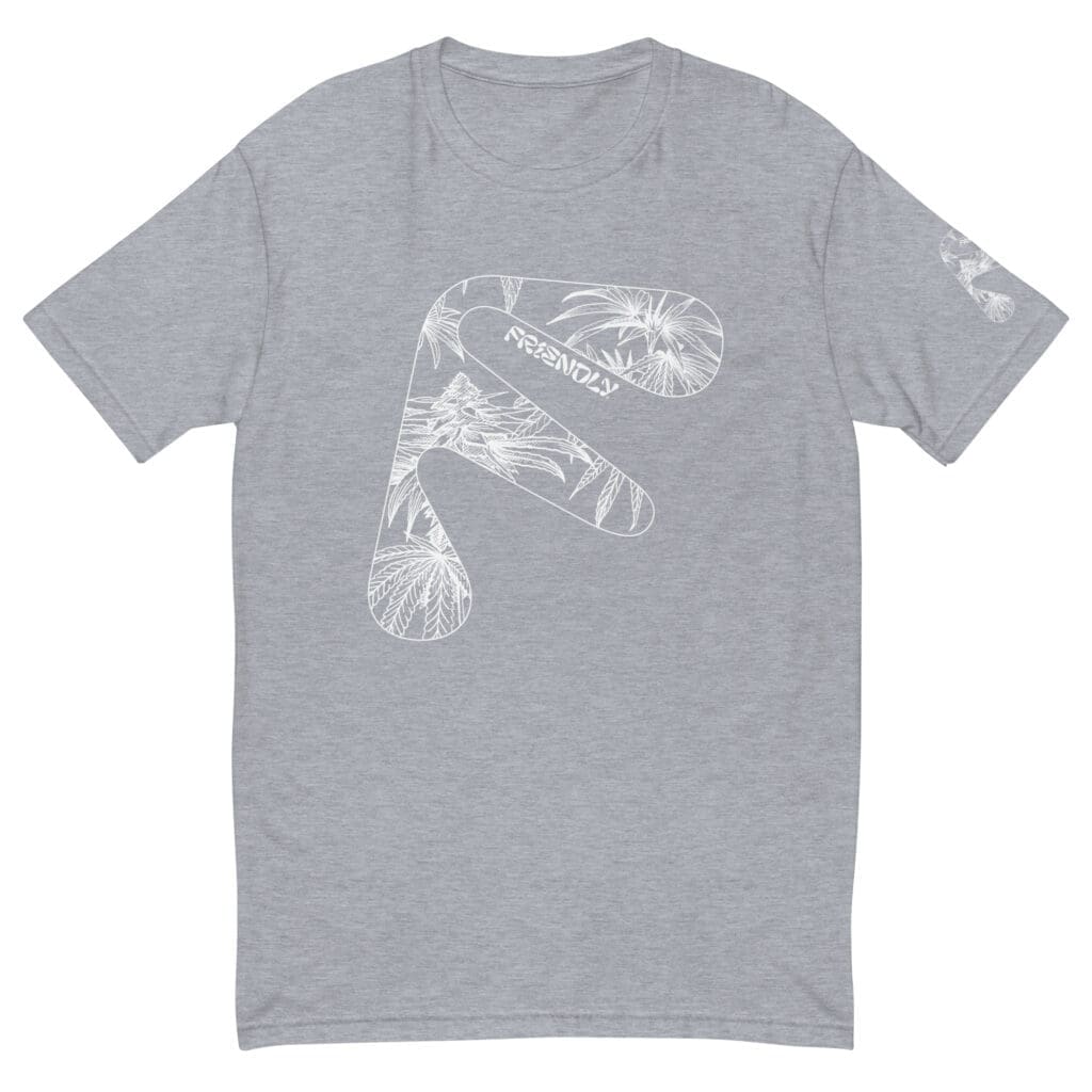 Grey Friendly T-shirt with white hemp flower