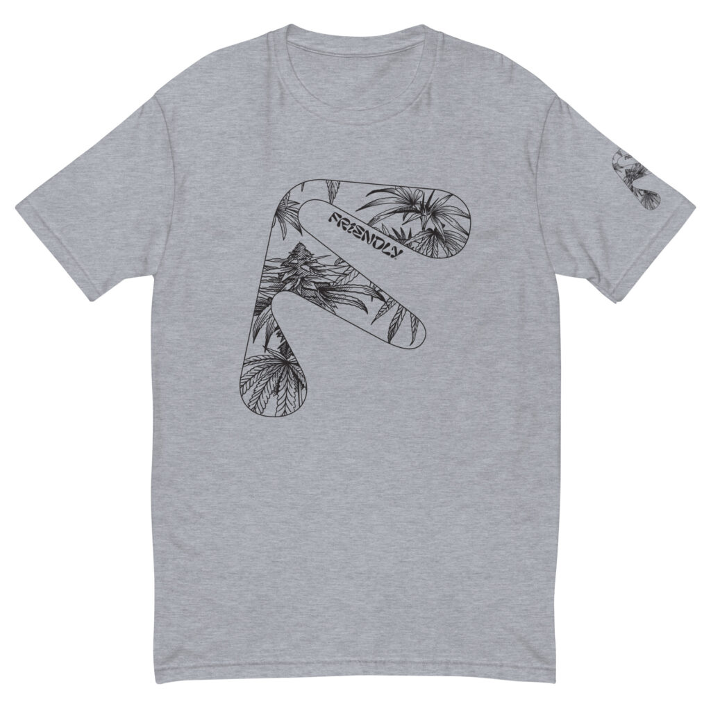 Grey Friendly T-shirt with black hemp flower