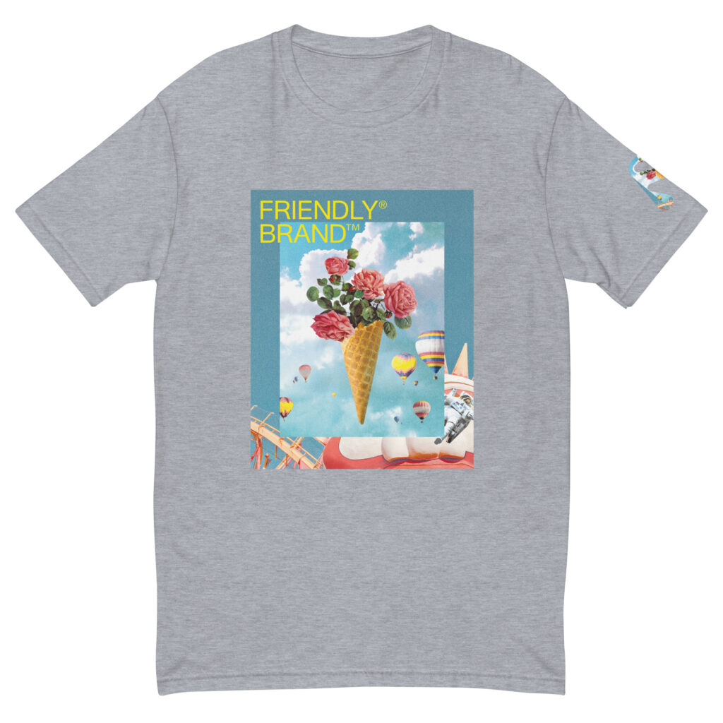 Grey Friendly T-shirt with roses and hot air balloons