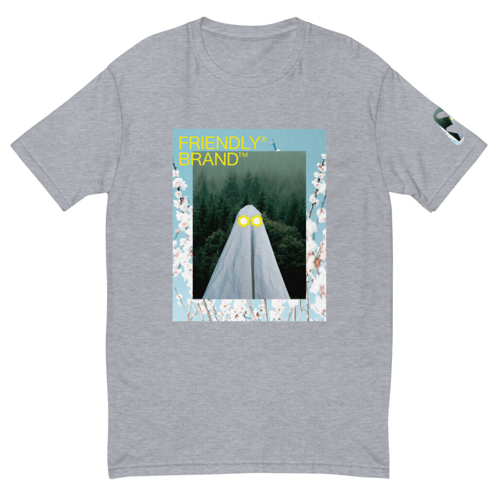 Grey Friendly T-shirt with ghost and white flowers