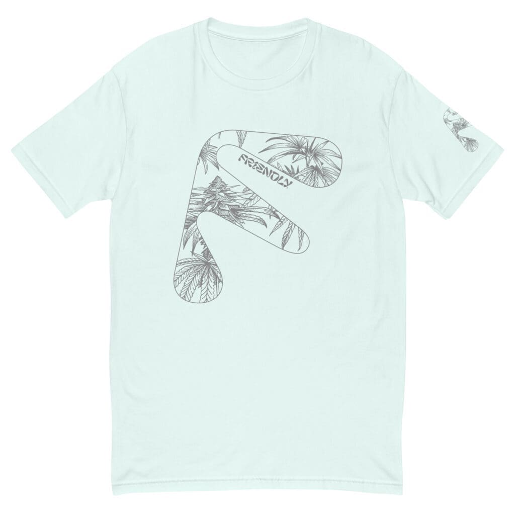 Light Blue Friendly T-shirt with grey hemp flower