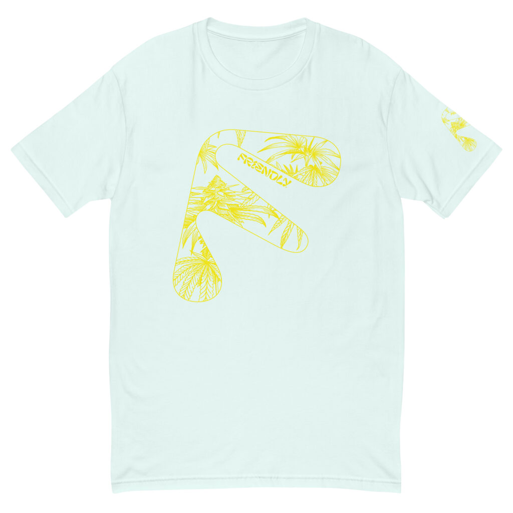 Light Blue Friendly T-shirt with yellow hemp flower