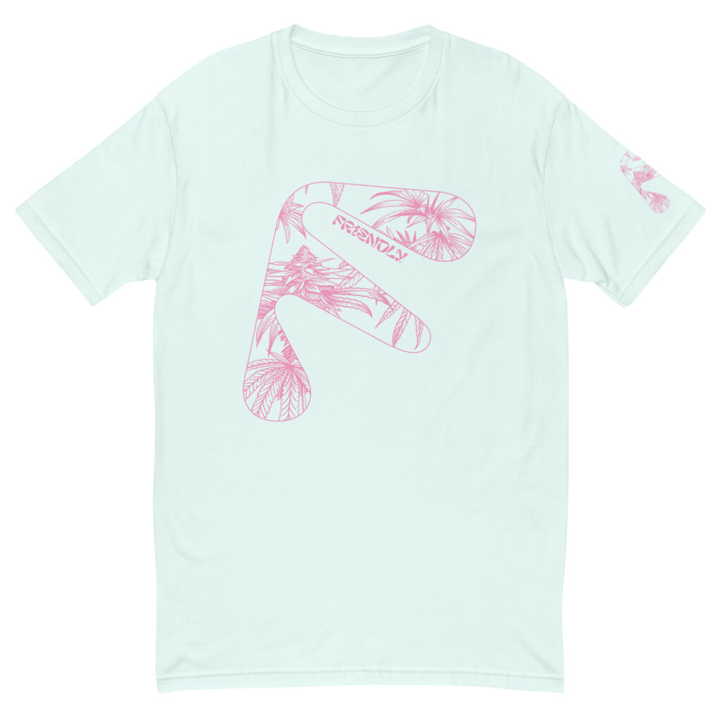 Light Blue Friendly T-shirt with pink hemp flower