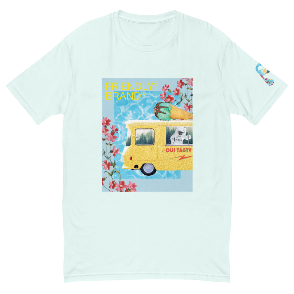 Light Blue Friendly T-shirt with cheetah print ice cream truck