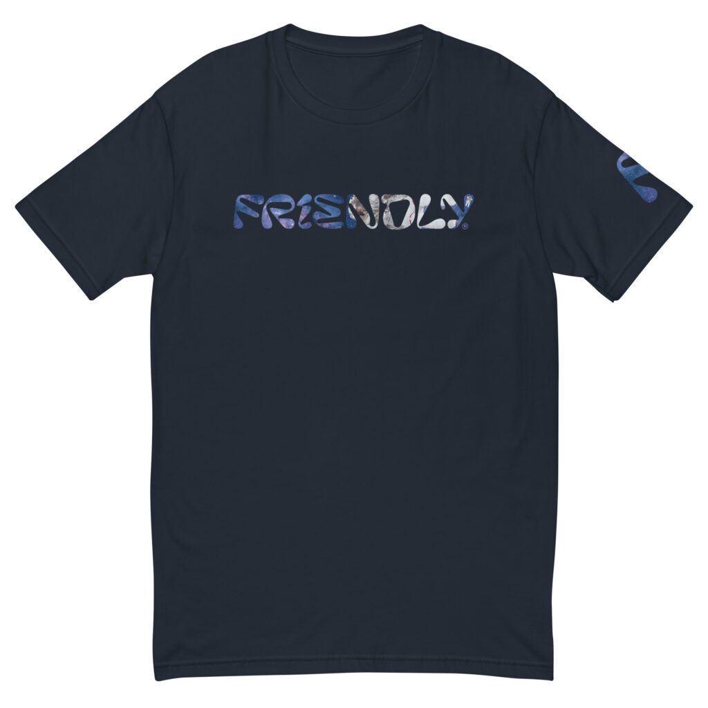 Navy Friendly logo T-shirt with galaxy and astronaut