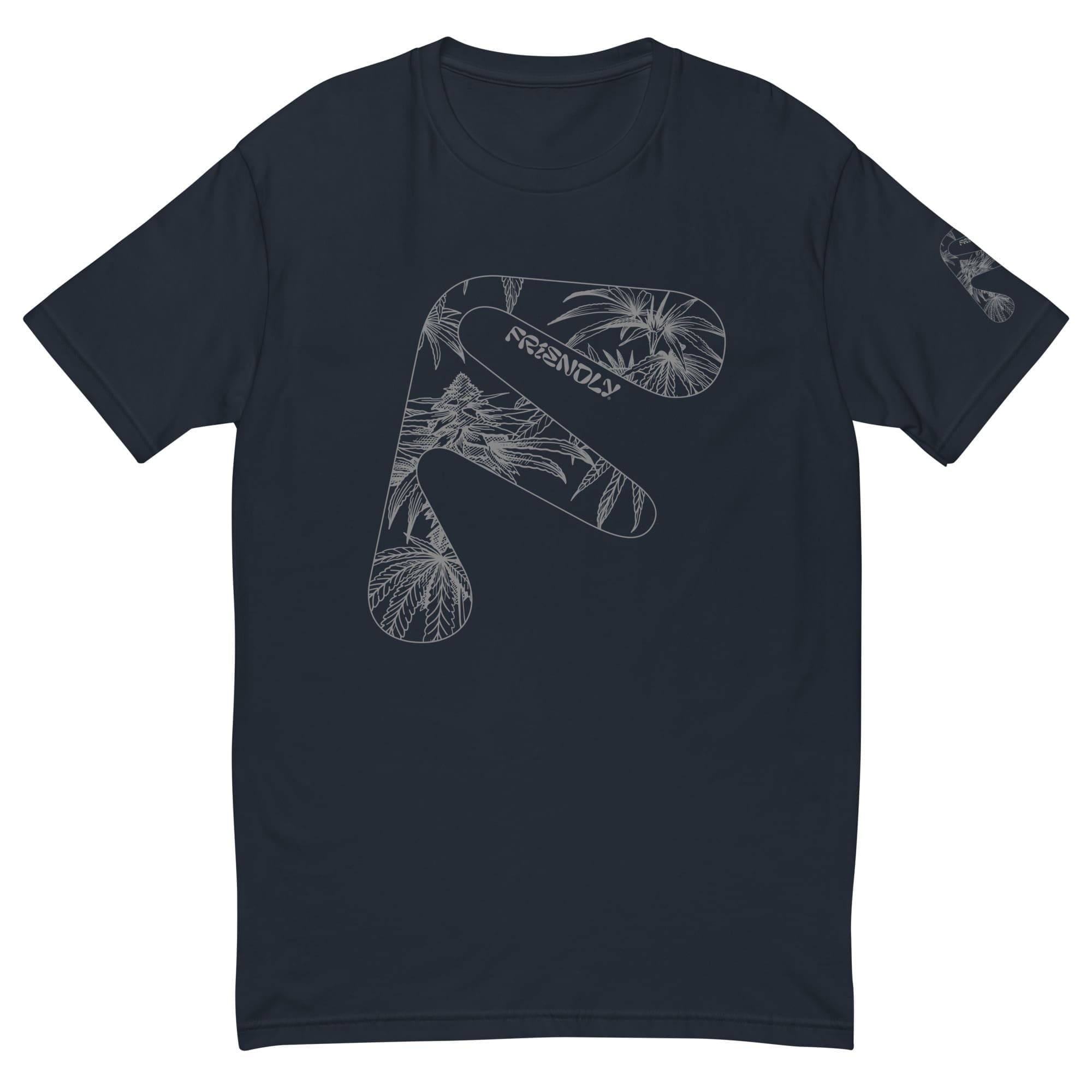 Navy Friendly T-shirt with grey hemp flower