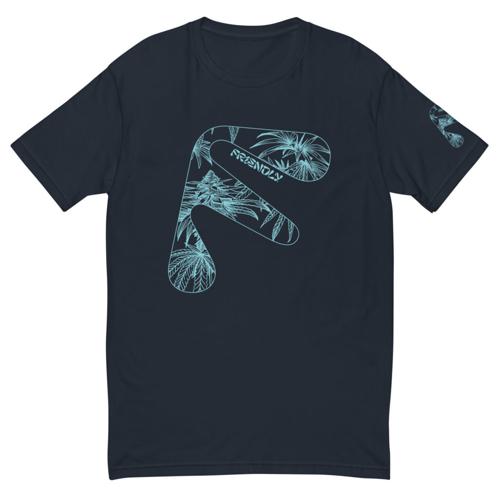 Navy Friendly T-shirt with blue hemp flower