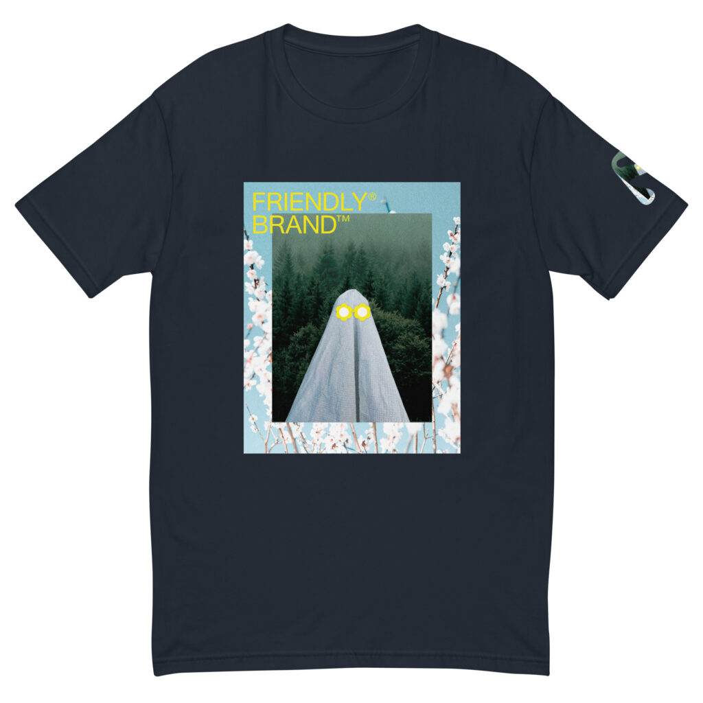 Navy Friendly T-shirt with ghost and white flowers