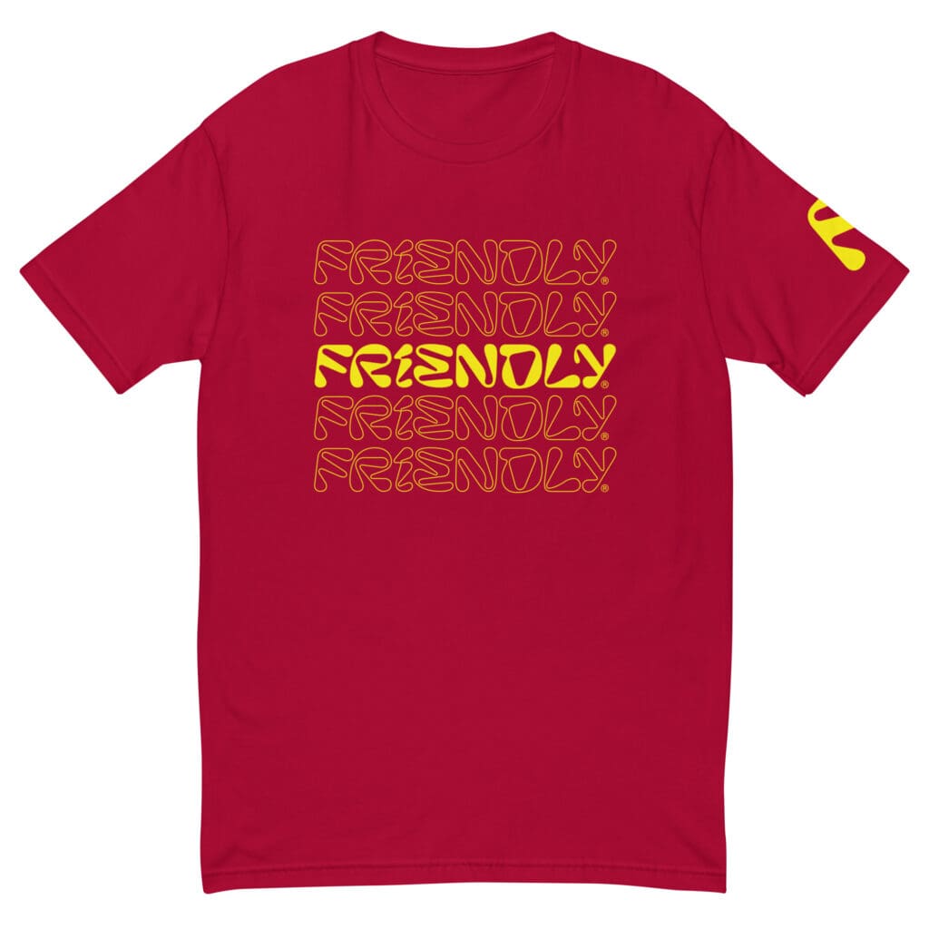 Red Friendly T-shirt with logo outline