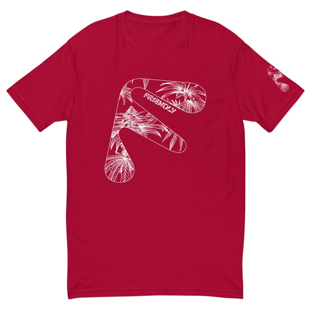 Red Friendly T-shirt with white hemp flower