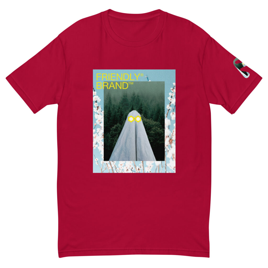 Red Friendly T-shirt with ghost and white flowers