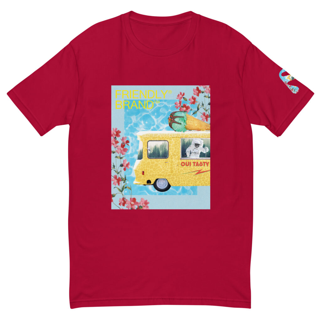 Red Friendly T-shirt with cheetah print ice cream truck