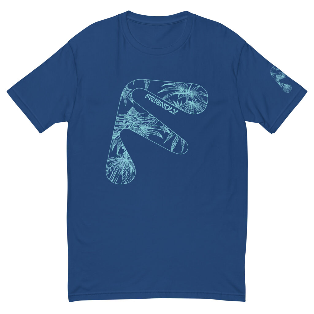 Blue Friendly T-shirt with blue hemp flower