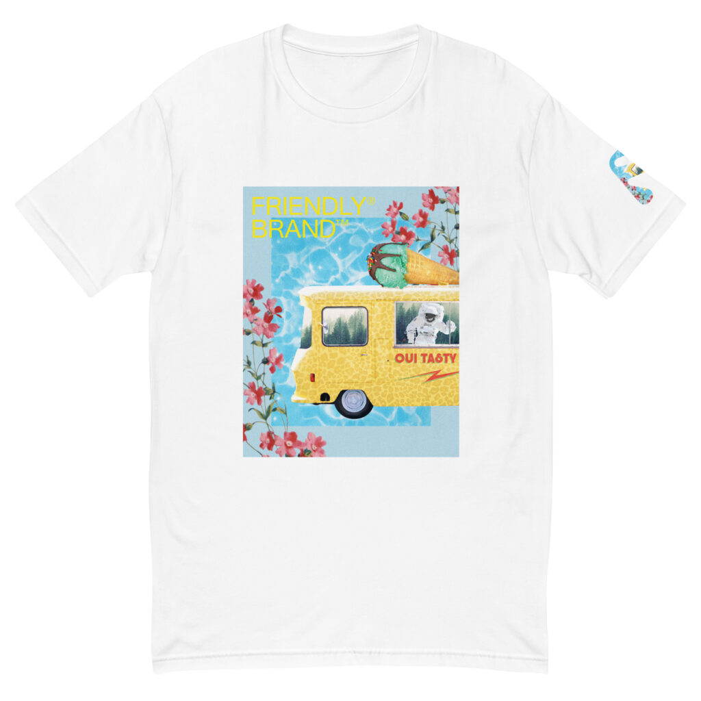 White Friendly T-shirt with cheetah print ice cream truck