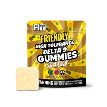 Image of Friendly Hemp's Delta 9 40MG Gummy 5 Pack in Pineapple
