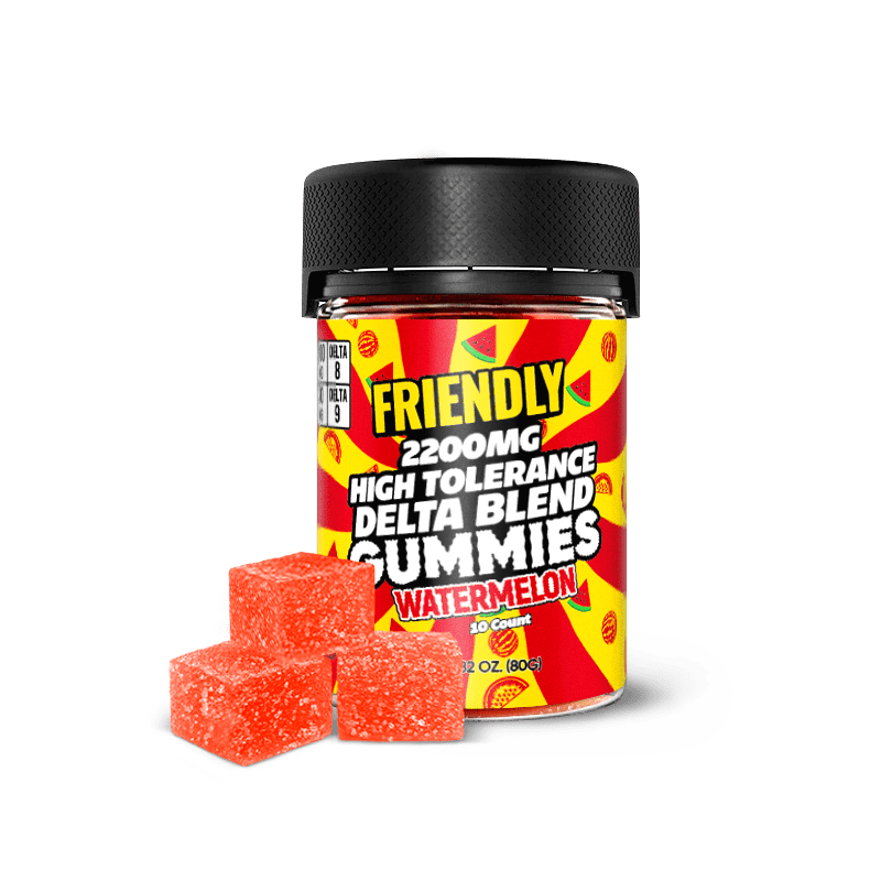 Image of Friendly Hemp's Delta Blend 2200MG Gummy in Watermelon.