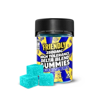 Image of Friendly Hemp's Delta Blend 2500MG Gummy in Blue Raspberry.