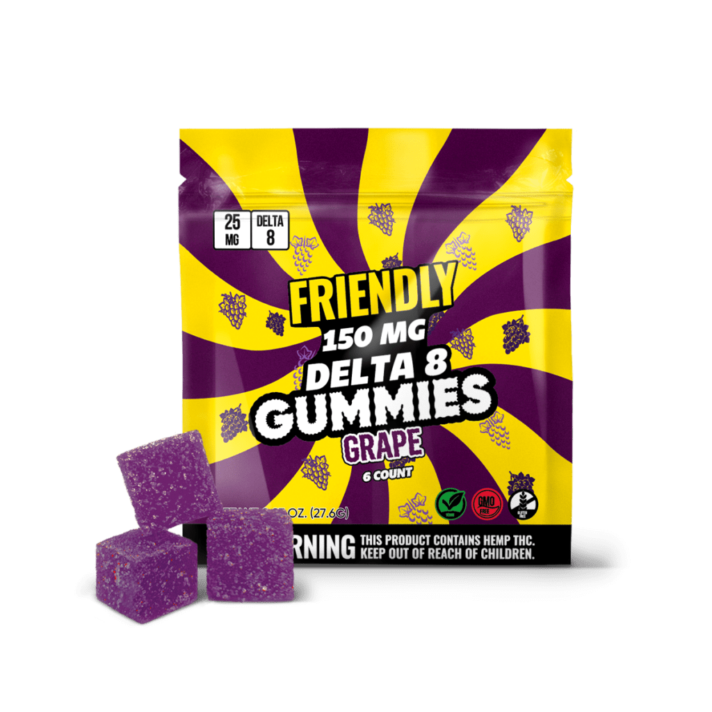 Image of Friendly Hemp's Delta 8 150mg Gummies in Grape.