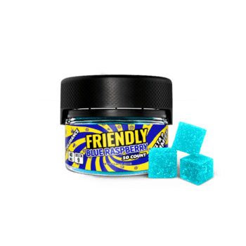 Image of Friendly Hemp's Delta 9 40MG Gummy 10 Count in Blue Raspberry.