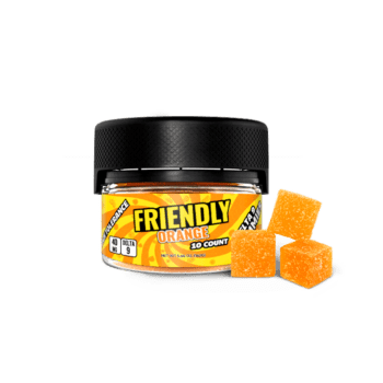Image of Friendly Hemp's Delta 9 40MG Gummy 10 Count in Orange.