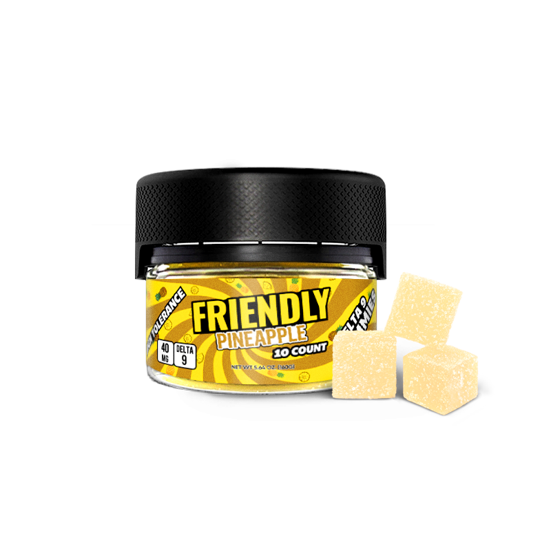 Image of Friendly Hemp's Delta 9 40MG Gummy 10 Count in Pineapple.