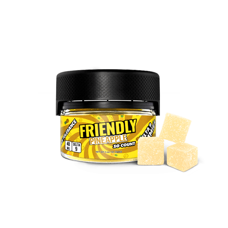 Image of Friendly Hemp's Delta 9 40MG Gummy 10 Count in Pineapple.