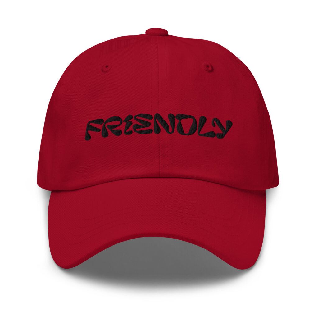 Red Friendly Dad Hat with logo - Black