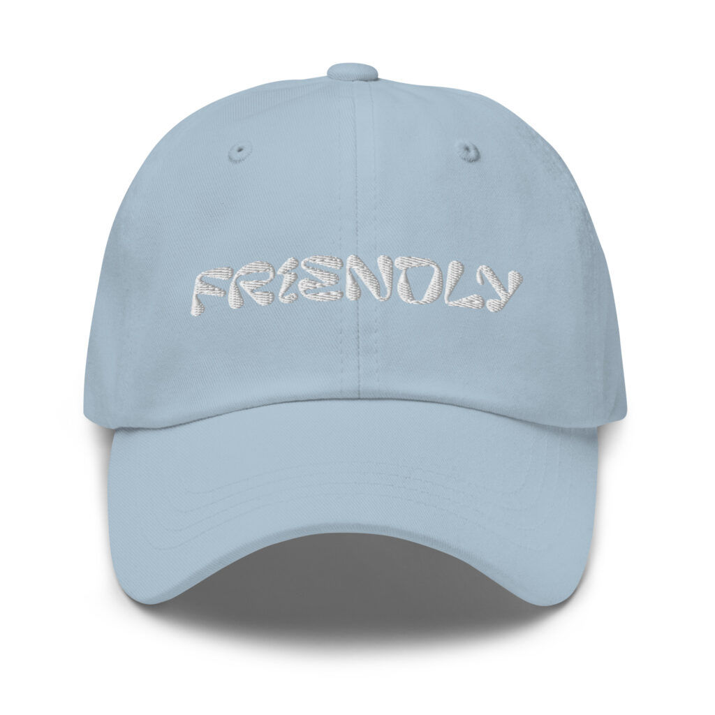 Light Blue Friendly Dad Hat with logo - White