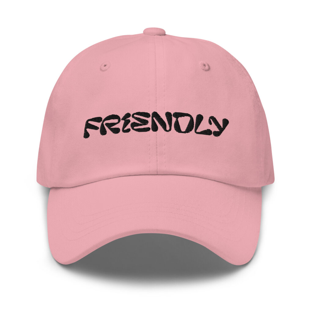 Pink Friendly Dad Hat with logo - Black