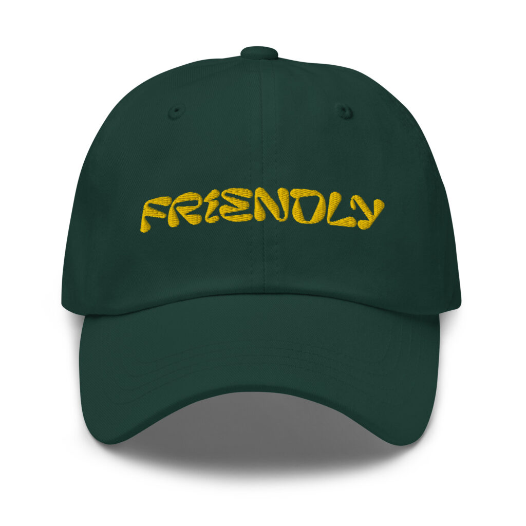 Green Friendly Dad Hat with logo - Yellow