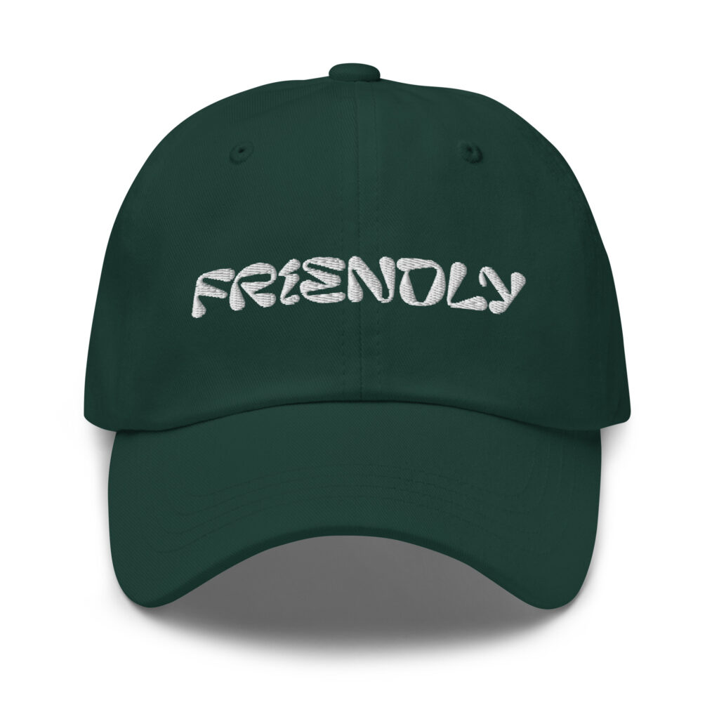 Green Friendly Dad Hat with logo - White