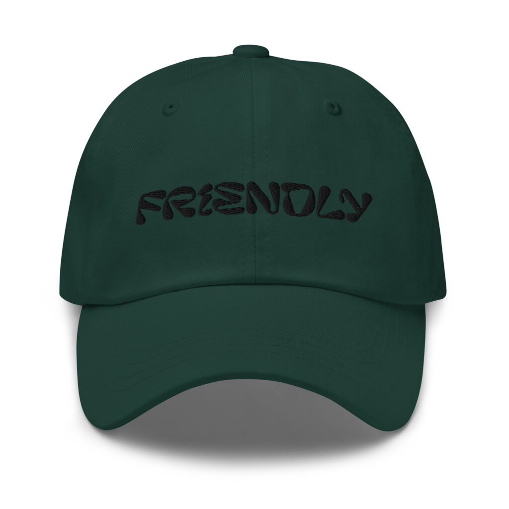 Green Friendly Dad Hat with logo - Black