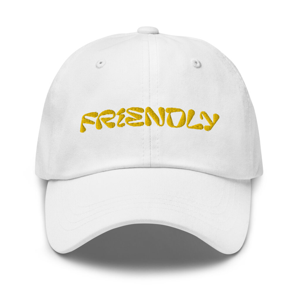 White Friendly Dad Hat with logo - Yellow