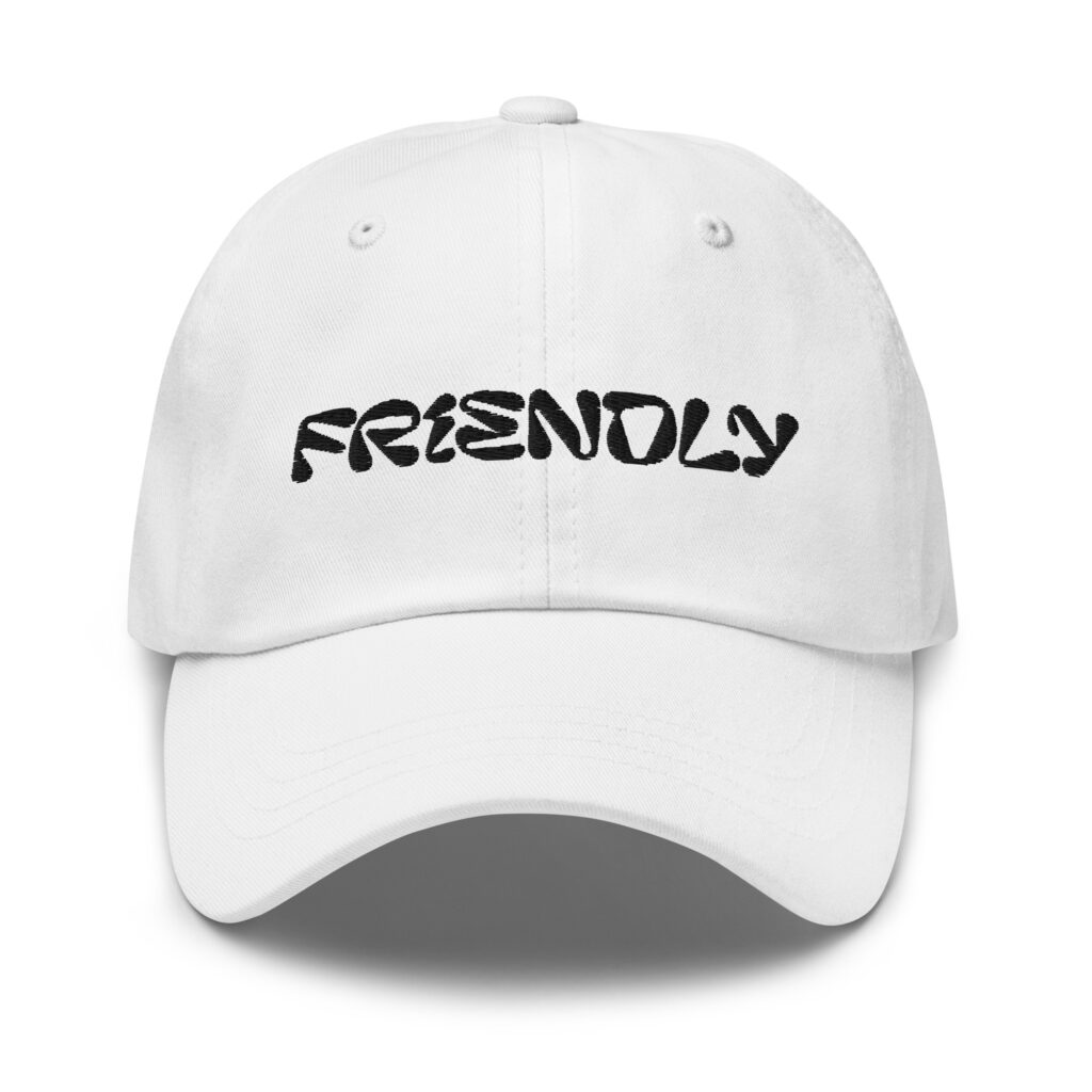 White Friendly Dad Hat with logo - Black